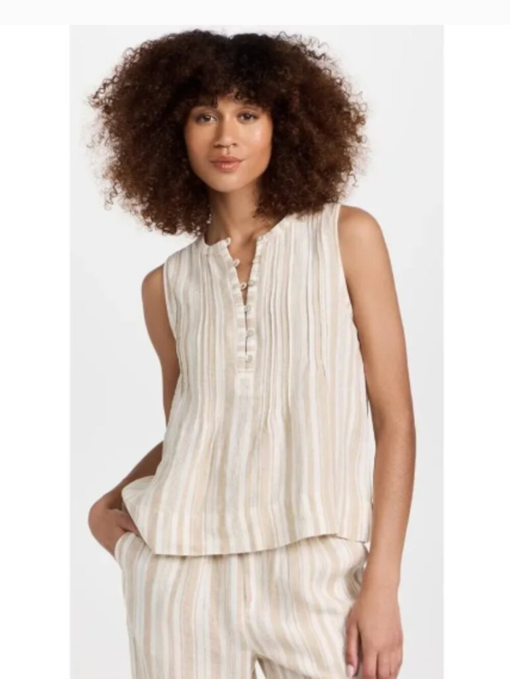 New Faherty Isha Top in Natural Bombay Stripe Size XS